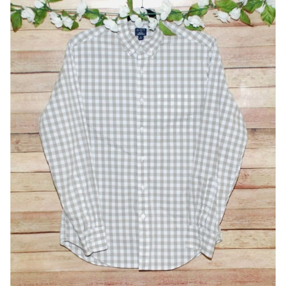 J.Crew Flex Washed Men's Long Sleeve Button Up Shirt Size S Olive Green Check